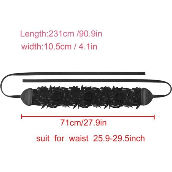 Women's Lace Obi Belt: Wide Bowknot Wrap Corset in PU Leather - Picture 4 of 7